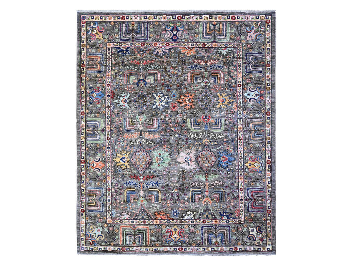Oushak hand-knotted wool rug in Gray, 8'2" x 9'11" — SKU O088268