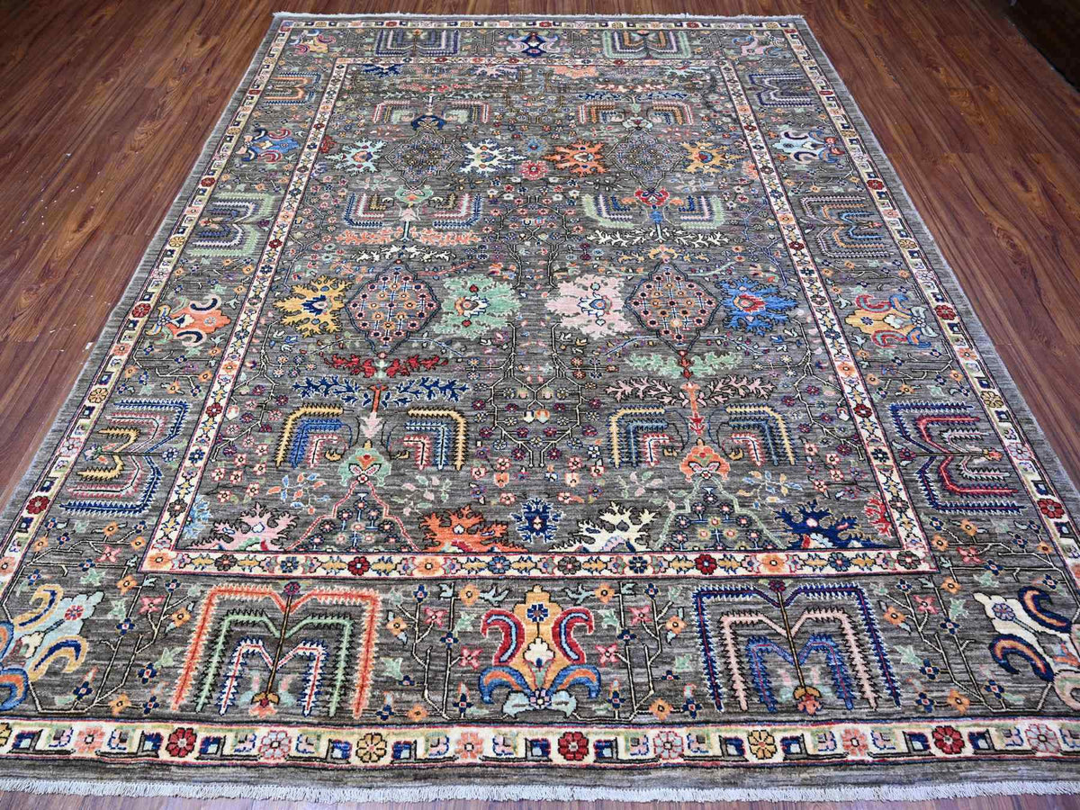 Oushak hand-knotted wool rug in Gray, 8'2" x 9'11" — SKU O088268 (view 2)
