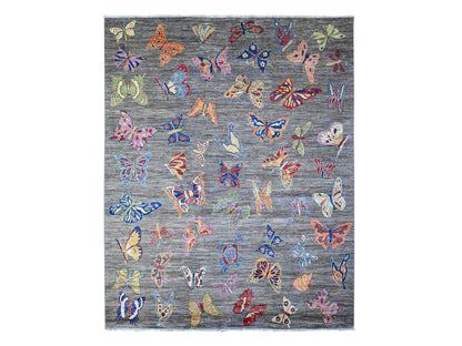 Peshawar Modern / Contemporary hand-knotted wool rug in Gray, 7'8" x 9'7" — SKU O088278