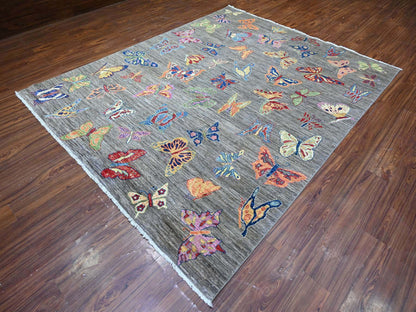 Peshawar Modern / Contemporary hand-knotted wool rug in Gray, 7'8" x 9'7" — SKU O088278 (view 3)