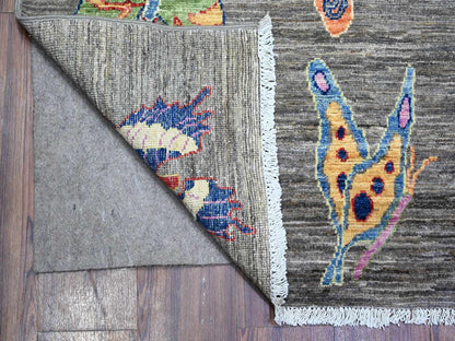 Grey 7'8" x 9'7" Modern / Contemporary Hand knotted Wool Rug - Sku: O088278