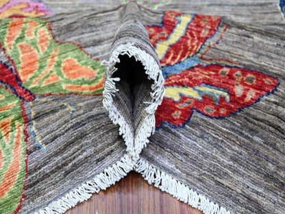 Peshawar Modern / Contemporary hand-knotted wool rug in Gray, 7'8" x 9'7" — SKU O088278 (view 5)