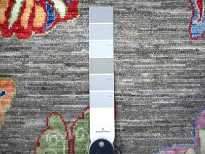 Peshawar Modern / Contemporary hand-knotted wool rug in Gray, 7'8" x 9'7" — SKU O088278 (view 7)