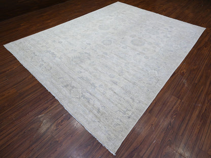 Peshawar Oushak hand-knotted wool rug in Ivory & Gray, 8'8" x 11'5" — SKU O088297 (view 3)