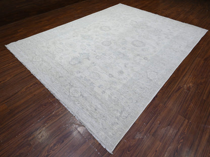 Ivory 8'8" x 11'7" Oushak And Peshawar Hand knotted Wool Rug - Sku: O088299