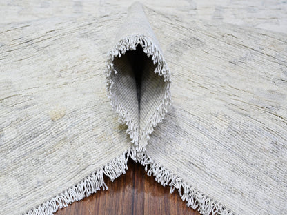 Ivory 8'8" x 11'7" Oushak And Peshawar Hand knotted Wool Rug - Sku: O088299