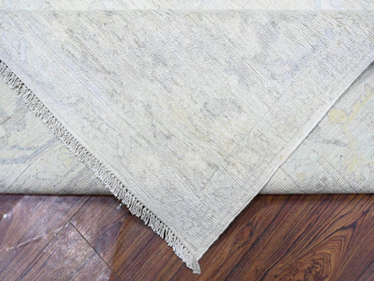 Ivory 8'8" x 11'7" Oushak And Peshawar Hand knotted Wool Rug - Sku: O088299