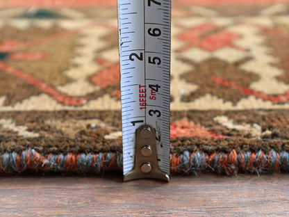 Vintage hand-knotted wool runner in Red & Ivory, 3'5" x 10'3" — SKU O0882 (view 6)