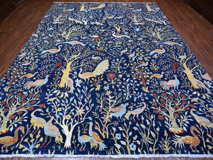 Blue 10'1" x 13'2" Oushak And Peshawar Hand knotted Wool Rug - Sku: O088309