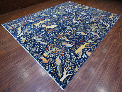 Blue 10'1" x 13'2" Oushak And Peshawar Hand knotted Wool Rug - Sku: O088309