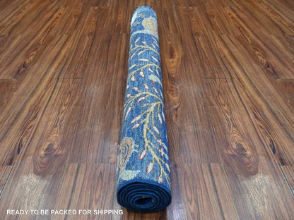 Blue 3'9" x 6'1" Oushak And Peshawar Hand knotted Wool Rug - Sku: O088320