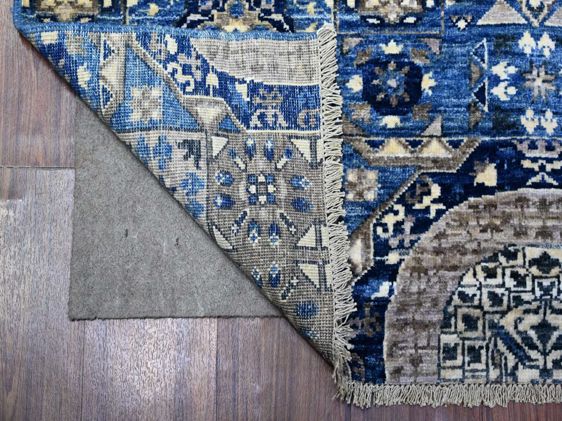 Blue 4'0" x 9'10" Traditional Hand knotted Wool Rug - Sku: O088329