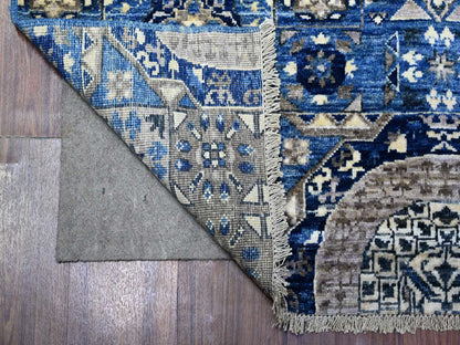 Blue 4'0" x 9'10" Mamluk Hand knotted Wool Rug - Sku: O088329