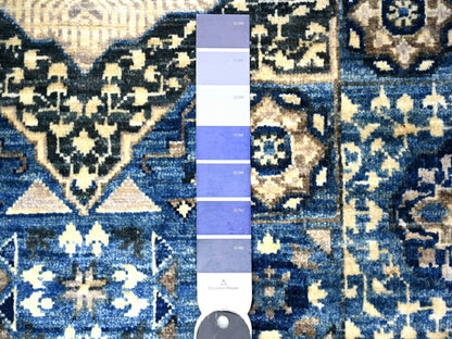 Blue 4'0" x 9'10" Mamluk Hand knotted Wool Rug - Sku: O088329