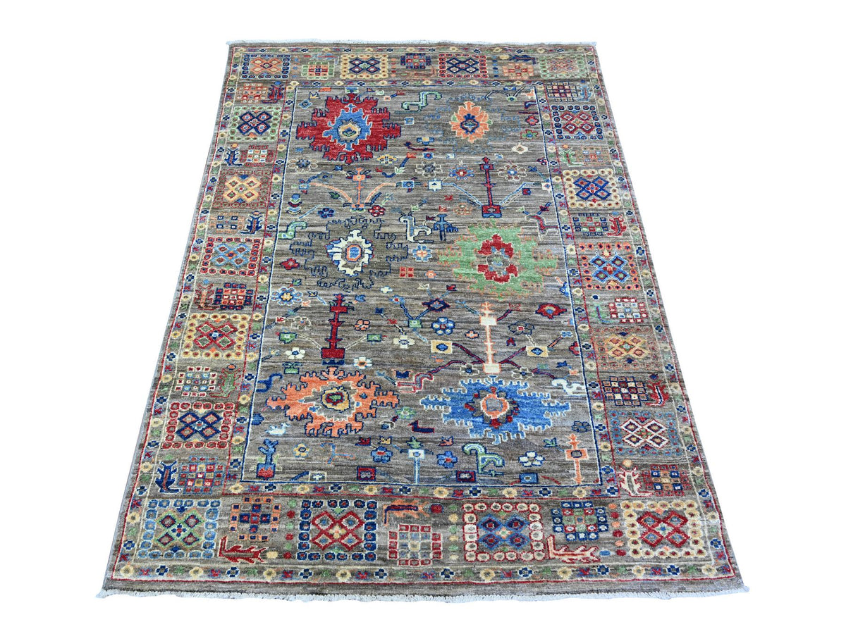 Mahal Oushak hand-knotted wool rug in Gray, 4'1" x 5'7" — SKU O088331