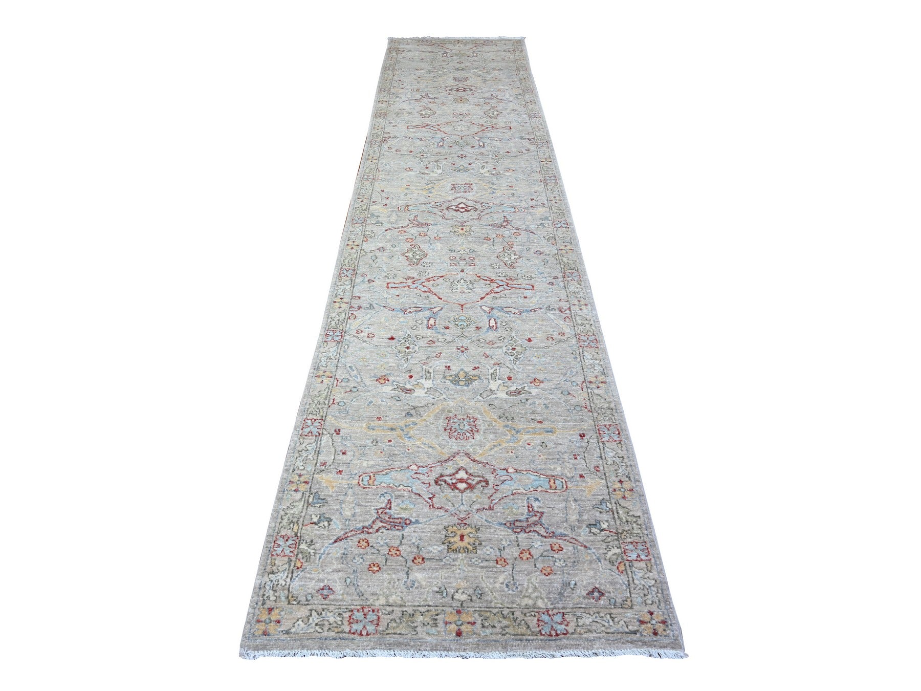Bidjar Oushak hand-knotted wool runner in Gray, 3'1" x 13'9" — SKU O088332