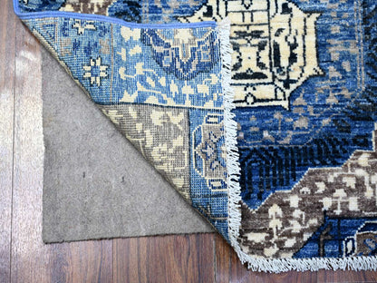 Blue 2'6" x 6'8" Mamluk Hand knotted Wool Rug - Sku: O088334