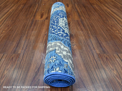 Blue 2'6" x 6'8" Mamluk Hand knotted Wool Rug - Sku: O088334