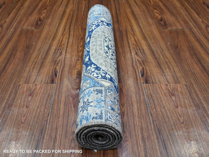 Blue 2'6" x 5'11" Mamluk Hand knotted Wool Rug - Sku: O088339