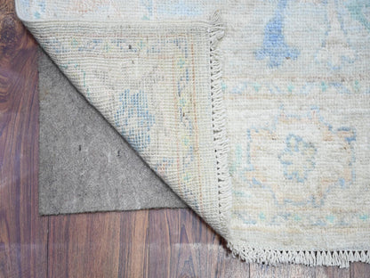 Oushak Oushak hand-knotted wool runner in Gray & Blue, 3' x 15'9" — SKU O088347