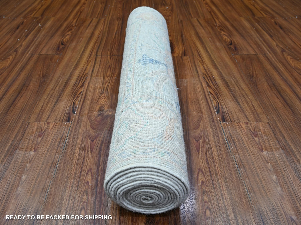 Oushak Oushak hand-knotted wool runner in Gray & Blue, 3' x 15'9" — SKU O088347 (view 3)