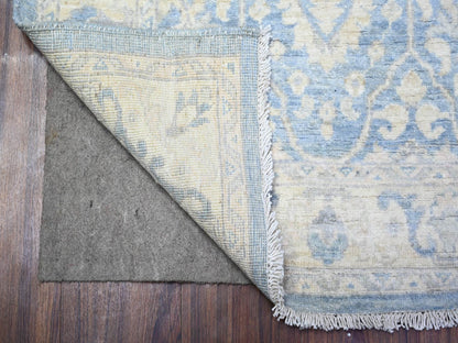 Blue 2'8" x 10'4" Oushak And Peshawar Hand knotted Wool Rug - Sku: O088354