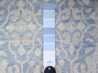 Blue 2'8" x 10'4" Oushak And Peshawar Hand knotted Wool Rug - Sku: O088354