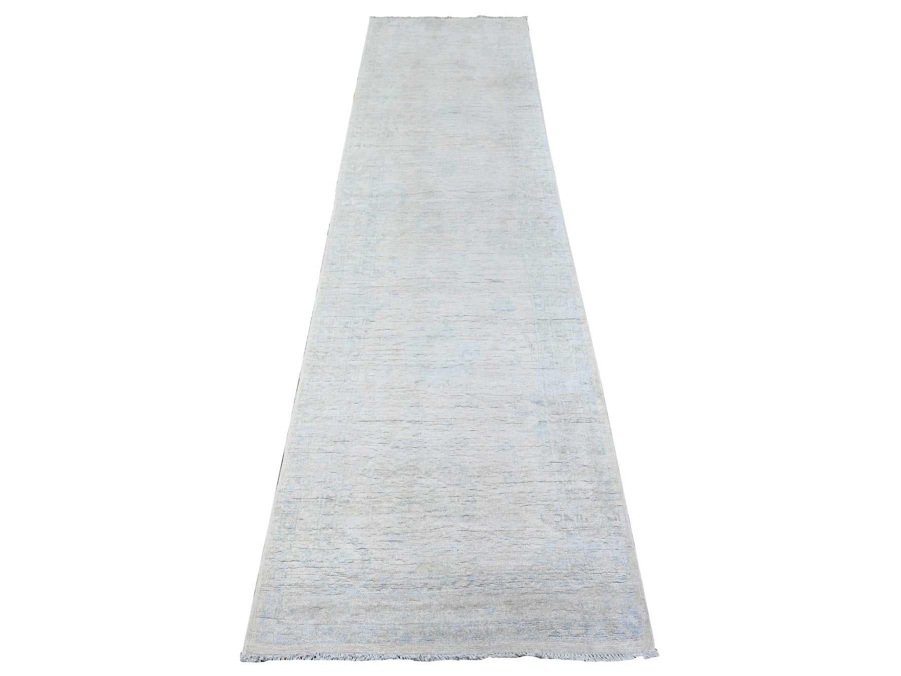 Gray 2'6" x 9'7" Oushak / Peshawar Hand knotted Wool Rug - Sku: O088357