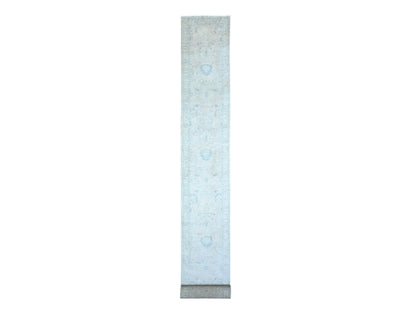 Beige 2'5" x 23'8" Oushak And Peshawar Hand knotted Wool Rug - Sku: O088359