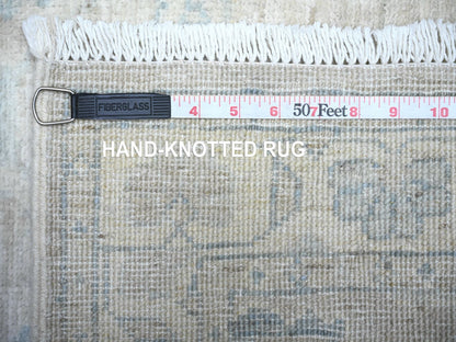 Beige 2'5" x 23'8" Oushak And Peshawar Hand knotted Wool Rug - Sku: O088359