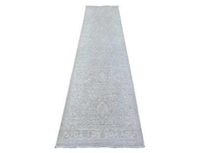 Peshawar Oushak hand-knotted wool runner in Gray, 2'6" x 10'3" — SKU O088361