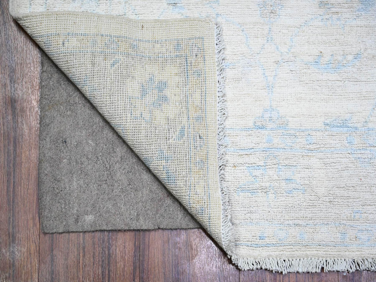Peshawar Oushak hand-knotted wool runner in Ivory & Gray, 2'8" x 12' — SKU O088362 (view 2)