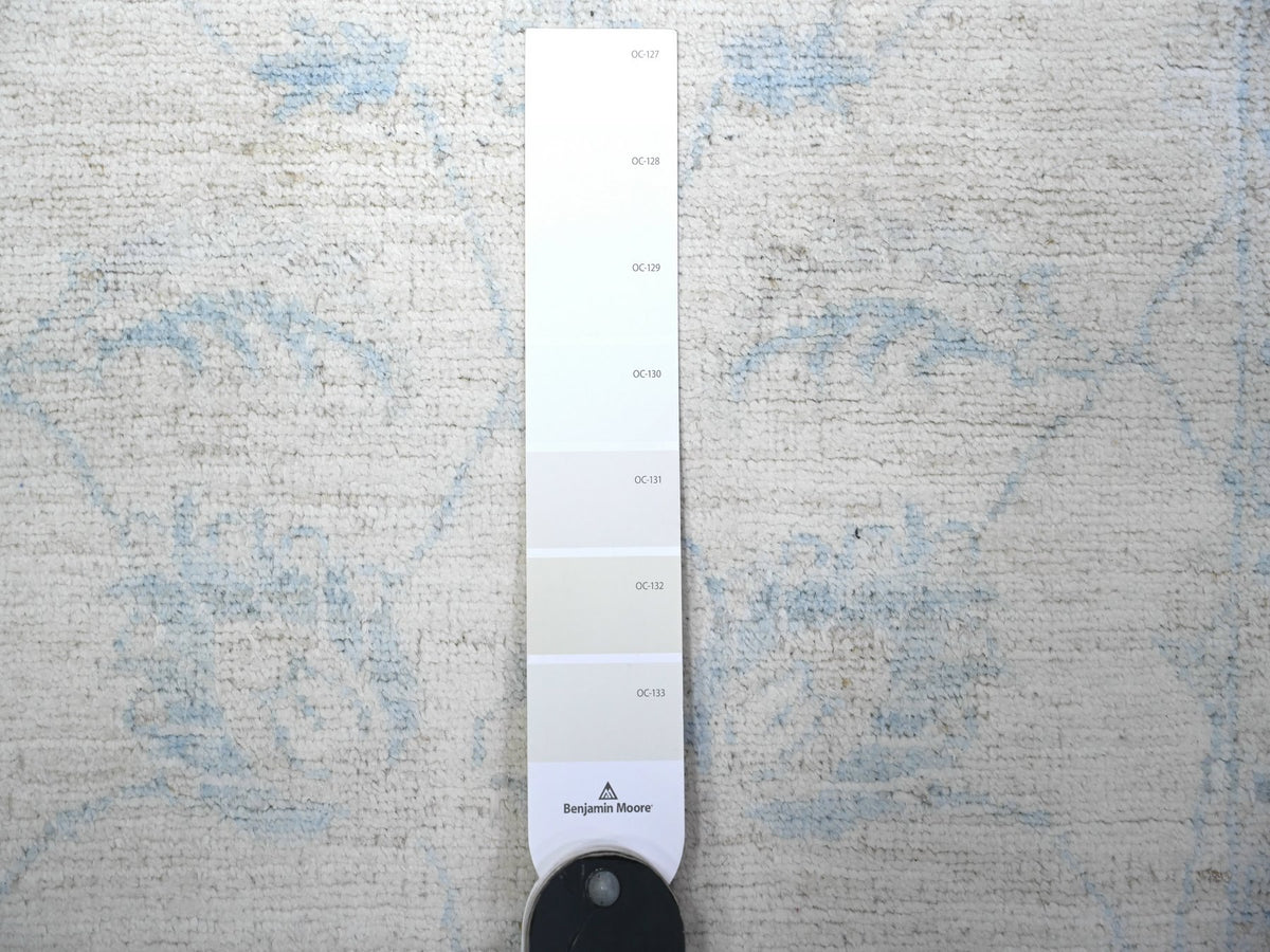 Peshawar Oushak hand-knotted wool runner in Ivory & Gray, 2'8" x 12' — SKU O088362 (view 3)