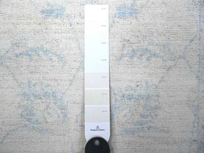 Peshawar Oushak hand-knotted wool runner in Ivory & Gray, 2'8" x 12' — SKU O088362 (view 3)