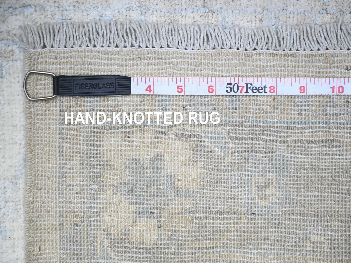 Peshawar Oushak hand-knotted wool runner in Ivory & Gray, 2'8" x 12' — SKU O088362 (view 6)