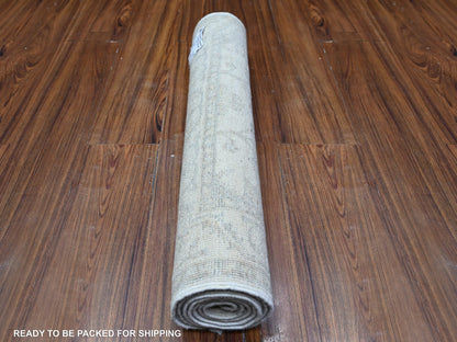 Peshawar Oushak hand-knotted wool runner in Gray & Blue, 2'6" x 5'10" — SKU O088363 (view 4)