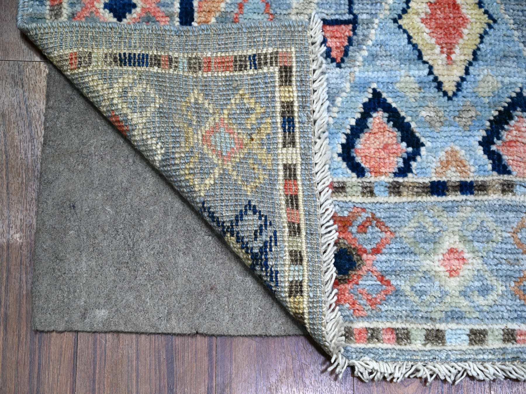 Blue 3'2" x 10'2" Tribal Hand knotted Wool Rug - Sku: O088365