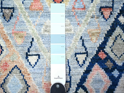 Blue 3'2" x 10'2" Tribal & Geometric Hand knotted Wool Rug - Sku: O088365