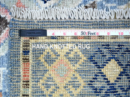 Blue 3'2" x 10'1" Tribal & Geometric Hand knotted Wool Rug - Sku: O088374