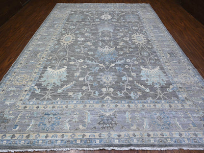Grey 9'11" x 13'6" Oushak And Peshawar Hand knotted Wool Rug - Sku: O088385