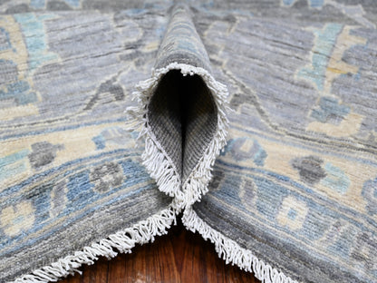 Grey 9'11" x 13'6" Oushak And Peshawar Hand knotted Wool Rug - Sku: O088385