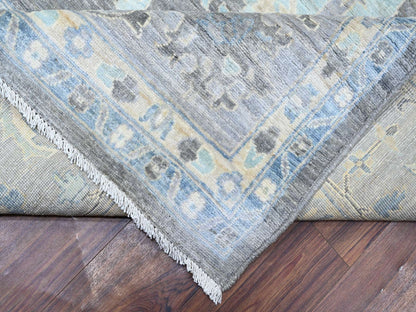 Grey 9'11" x 13'6" Oushak And Peshawar Hand knotted Wool Rug - Sku: O088385