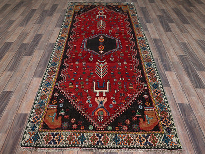 Shiraz Vintage hand-knotted wool runner in Red & Ivory, 3'5" x 8'2" — SKU O0883 (view 2)