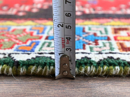 Shiraz Vintage hand-knotted wool runner in Red & Ivory, 3'5" x 8'2" — SKU O0883 (view 6)