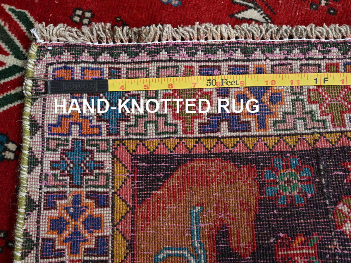 Shiraz Vintage hand-knotted wool runner in Red & Ivory, 3'5" x 8'2" — SKU O0883 (view 7)