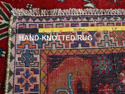 Shiraz Vintage hand-knotted wool runner in Red & Ivory, 3'5" x 8'2" — SKU O0883 (view 7)