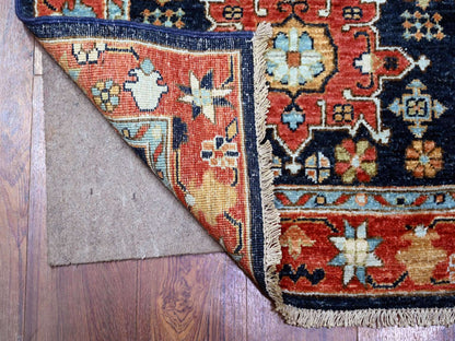 Blue 2'7" x 11'8" Oushak And Peshawar Hand knotted Wool Rug - Sku: O088403
