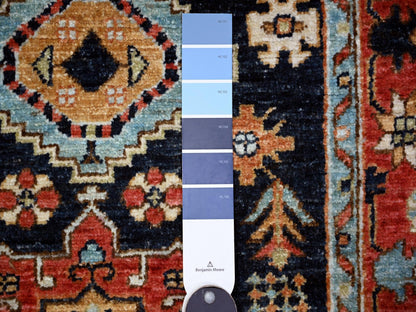 Blue 2'7" x 11'8" Oushak And Peshawar Hand knotted Wool Rug - Sku: O088403