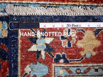 Blue 2'7" x 11'8" Oushak And Peshawar Hand knotted Wool Rug - Sku: O088403