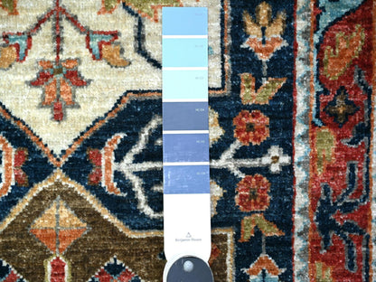 Blue 2'7" x 9'8" Oushak And Peshawar Hand knotted Wool Rug - Sku: O088408